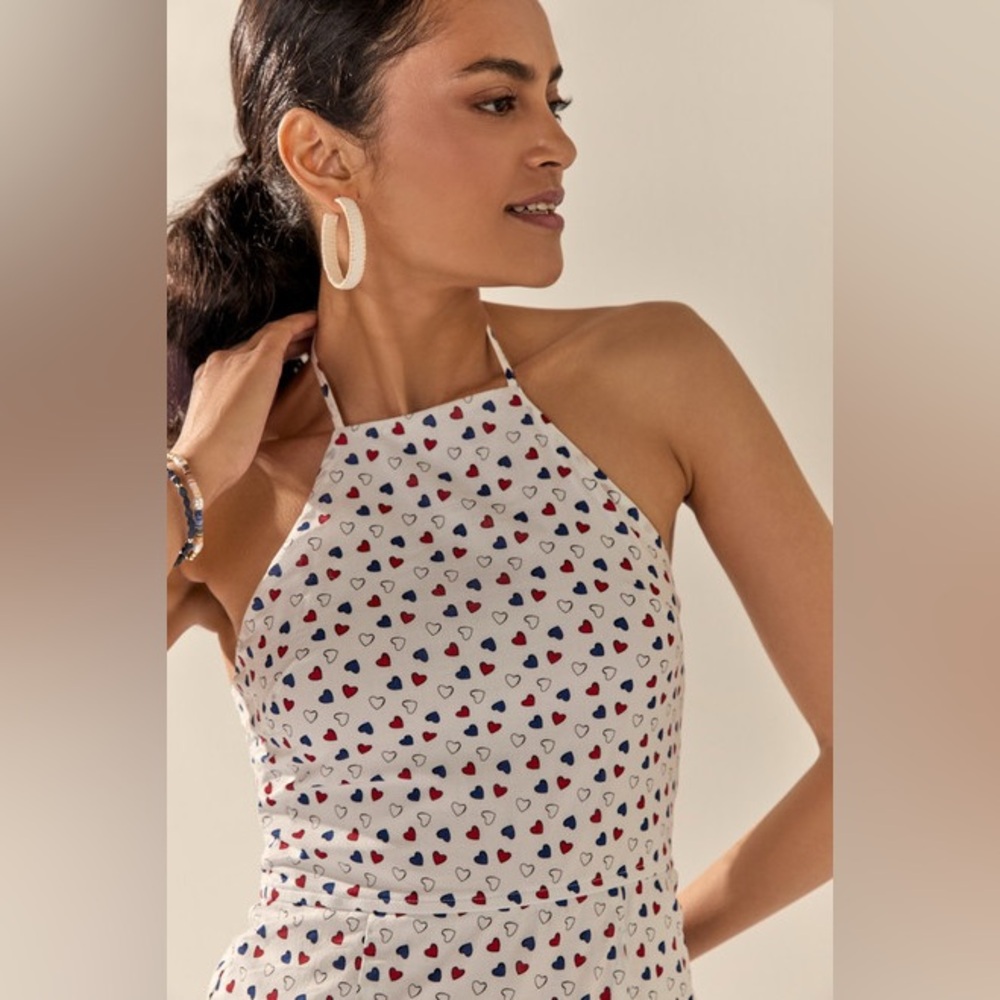 White Halter Dress with Heart Pattern